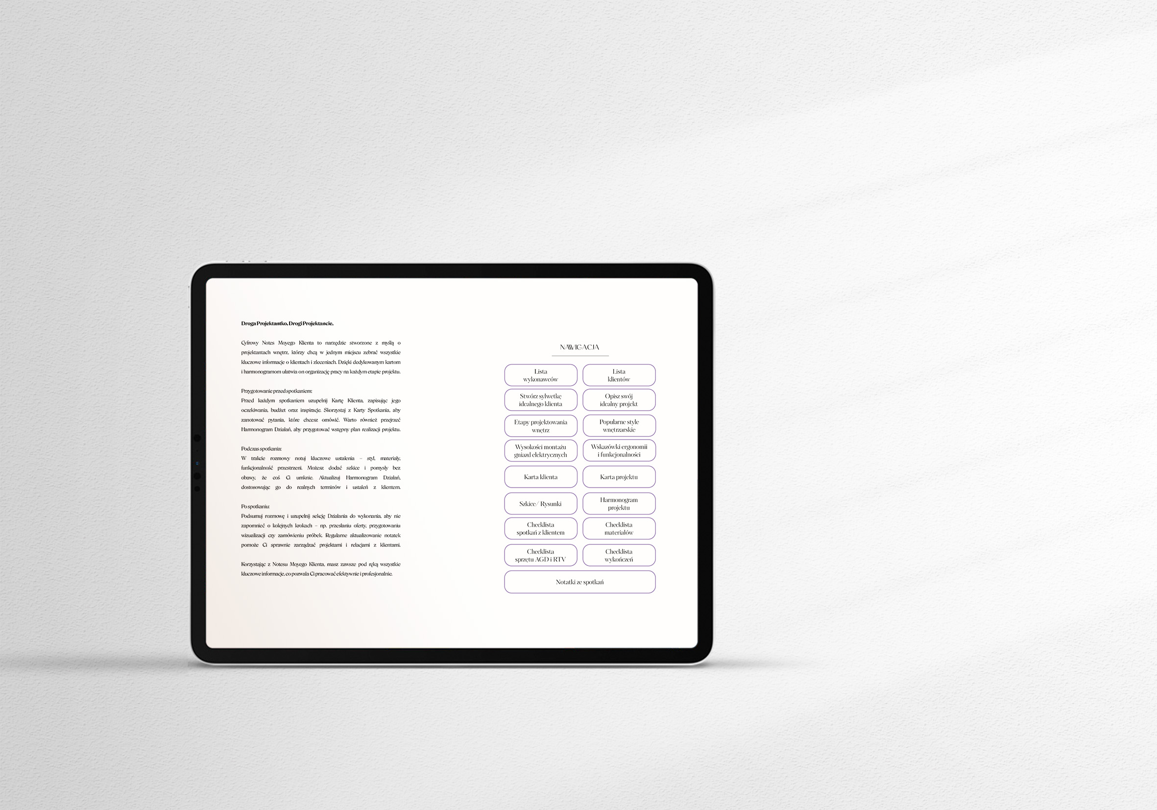 Cyfrowy Notes Moyego Klienta - Projektant wnętrz